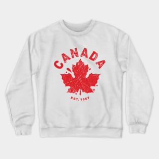 Canada Day Est. 1867 with Canadian Flag Maple Leaf Icon - red on white Crewneck Sweatshirt